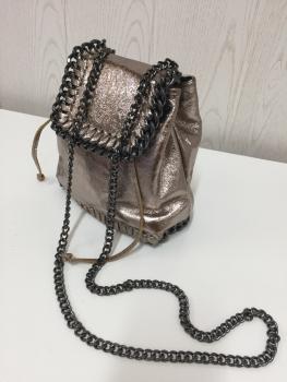 Handtasche Damentasche - Echt Leder - metallicfarben bronze - Made in Italy