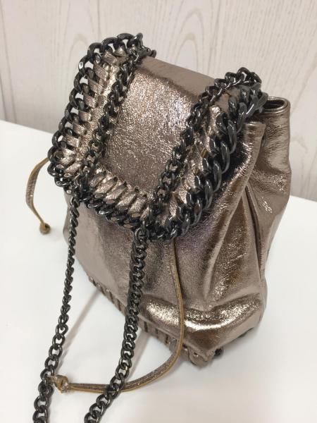 Handtasche Damentasche - Echt Leder - metallicfarben bronze - Made in Italy