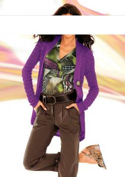 Preview: Designer long cardigan, purple Preview: 231001